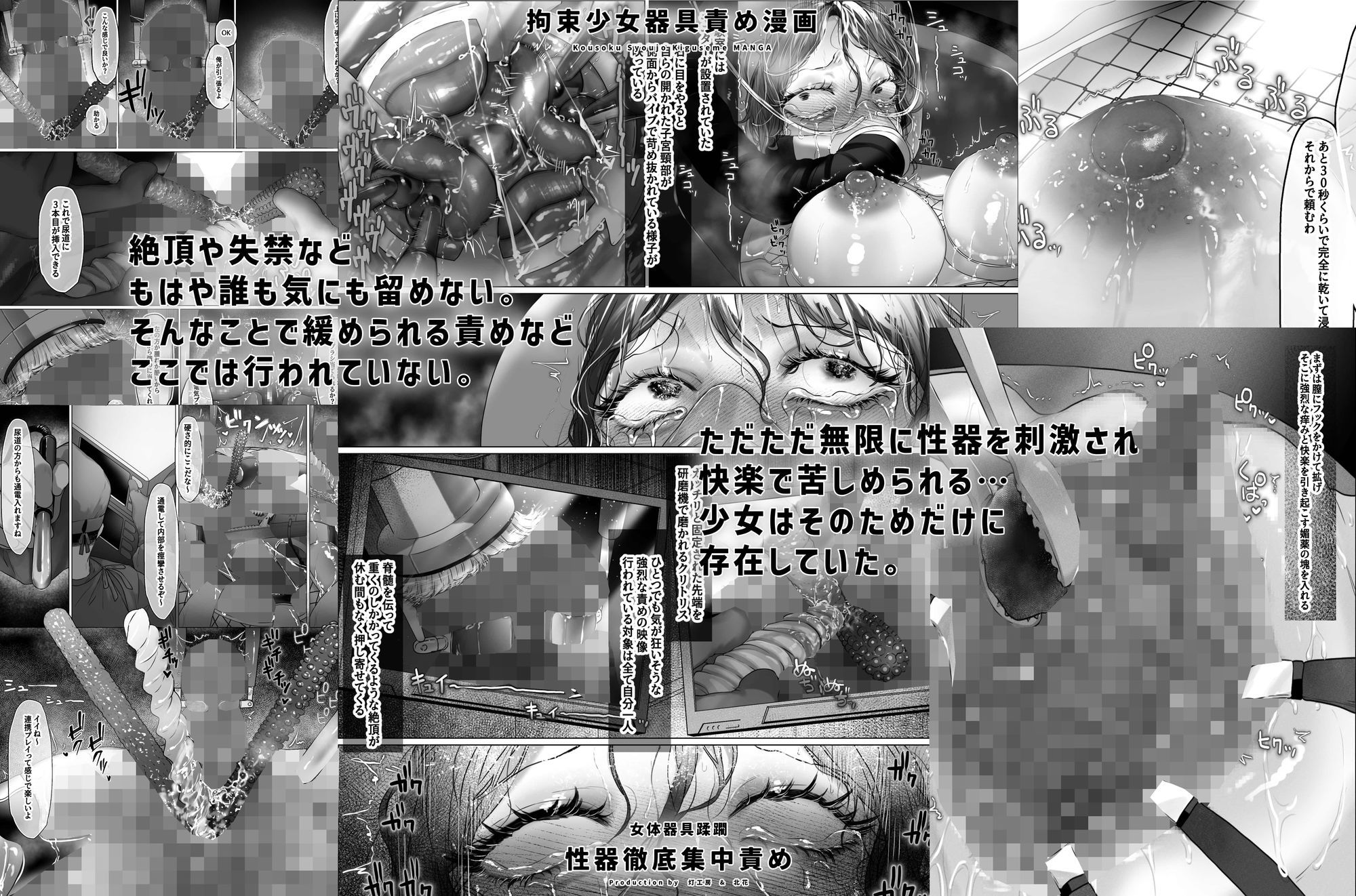 拘束少女器具責め漫画 女体器具蹂躙〜完全拘束少女/クリ肥大化実験/無限ディルド機械姦/性器徹底集中責めなど〜 - サンプル画像 7