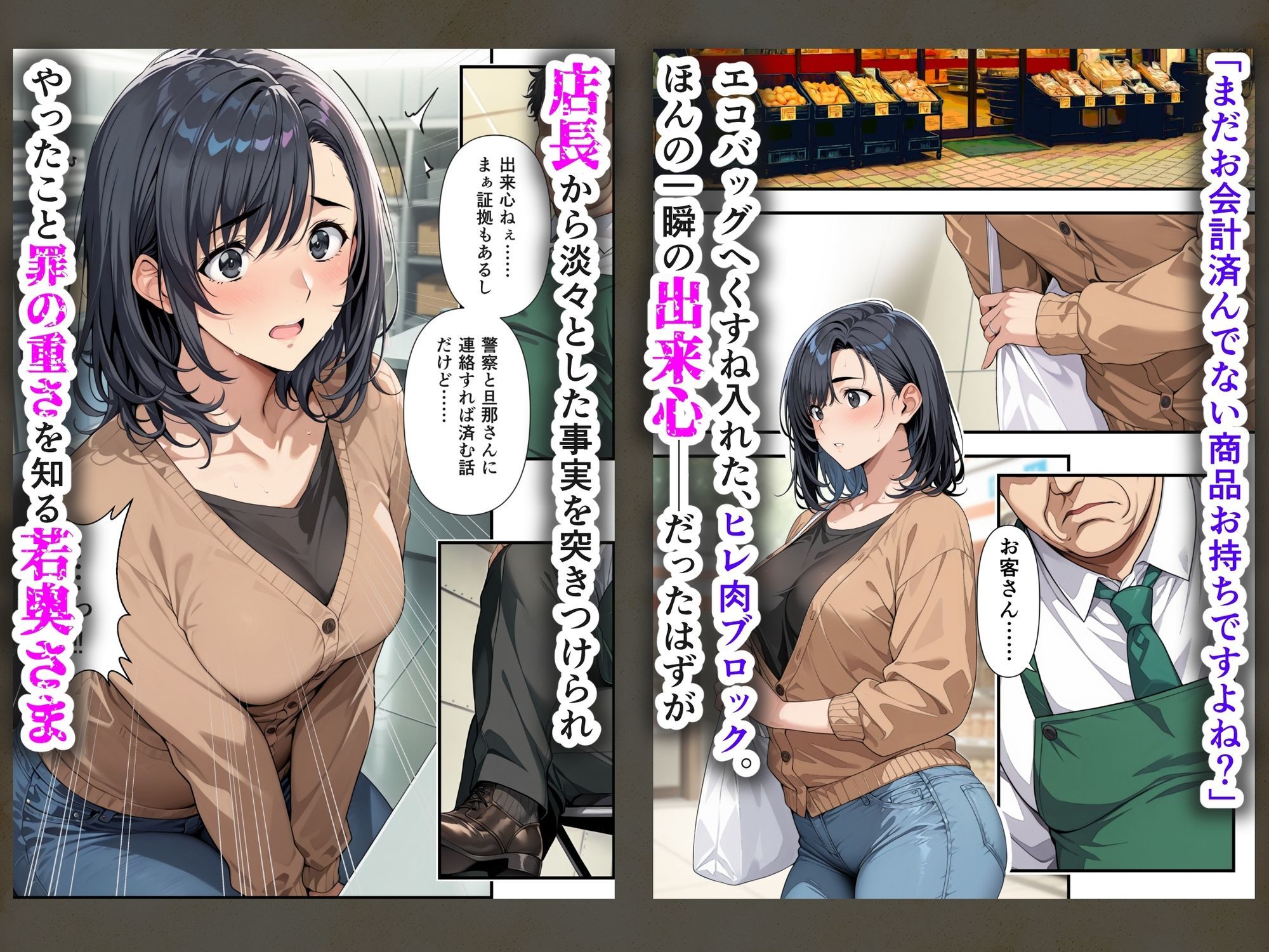 ヒトヅマ鬼ハメ  万引きがバレた若奥さま（34）、見逃す代わりに始まったいいバイトは店長とホテルで交わす裏契約だった話 - サンプル画像 2