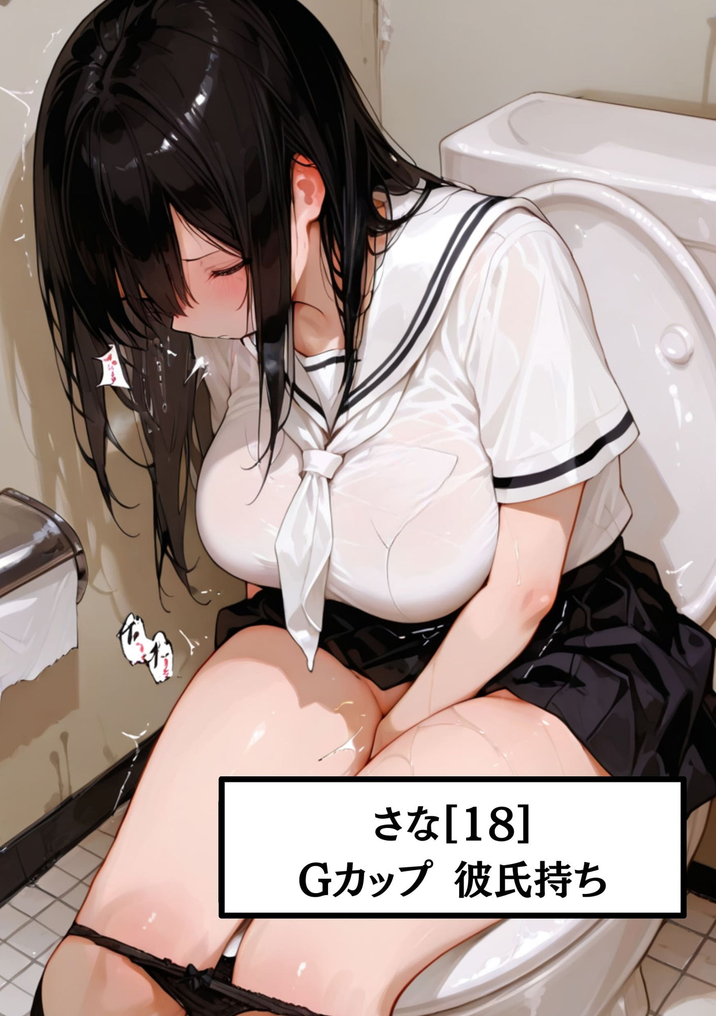 【制服巨乳寝取り】受身系女子のGカップ痴女巨乳さな（18歳）トイレ中に男が入ってきて彼氏いるのに無理やり犯●れる - サンプル画像 1