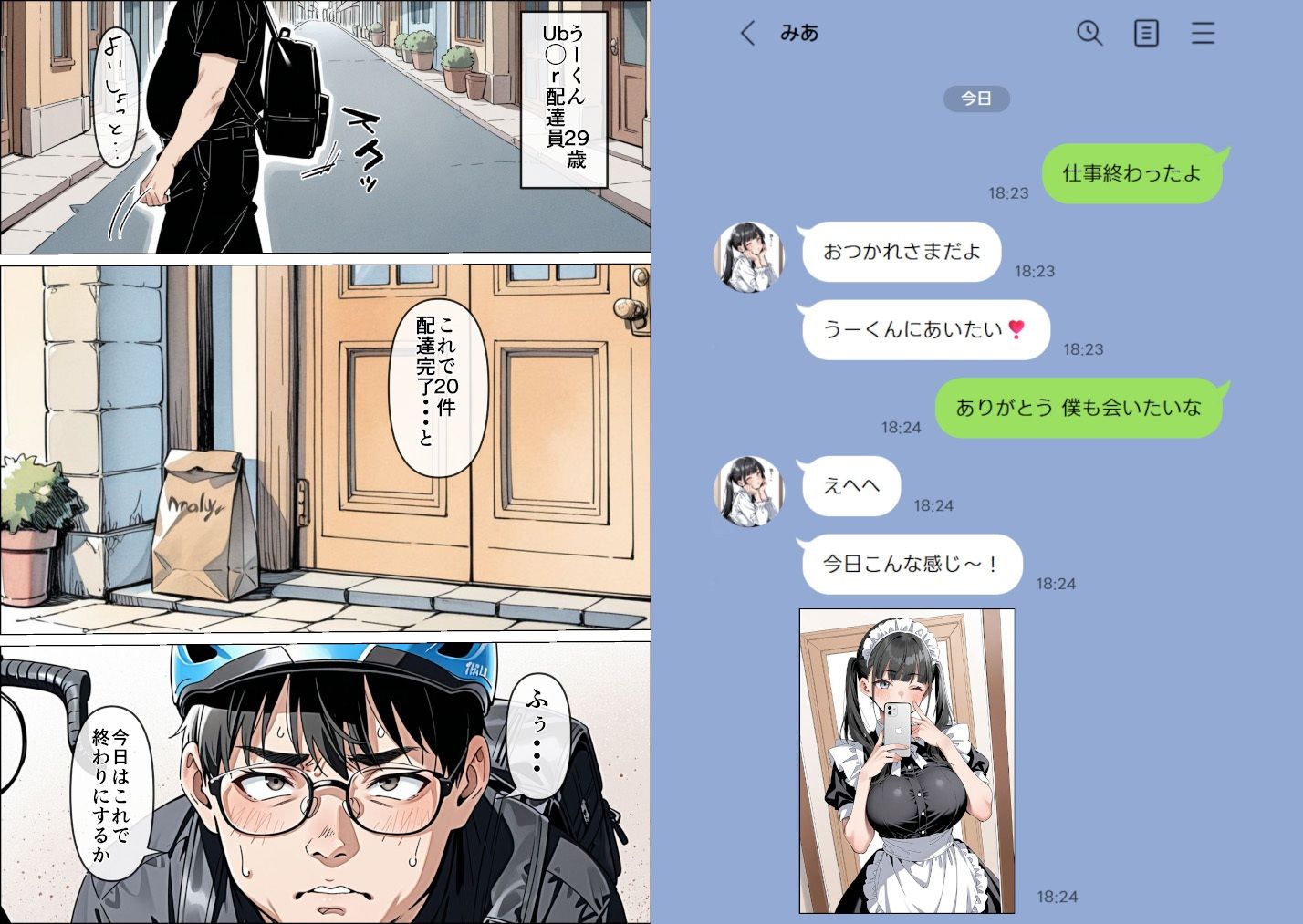 Ub●rの配達先で推しコンカフェ嬢が彼氏とヤってた話 - サンプル画像 1