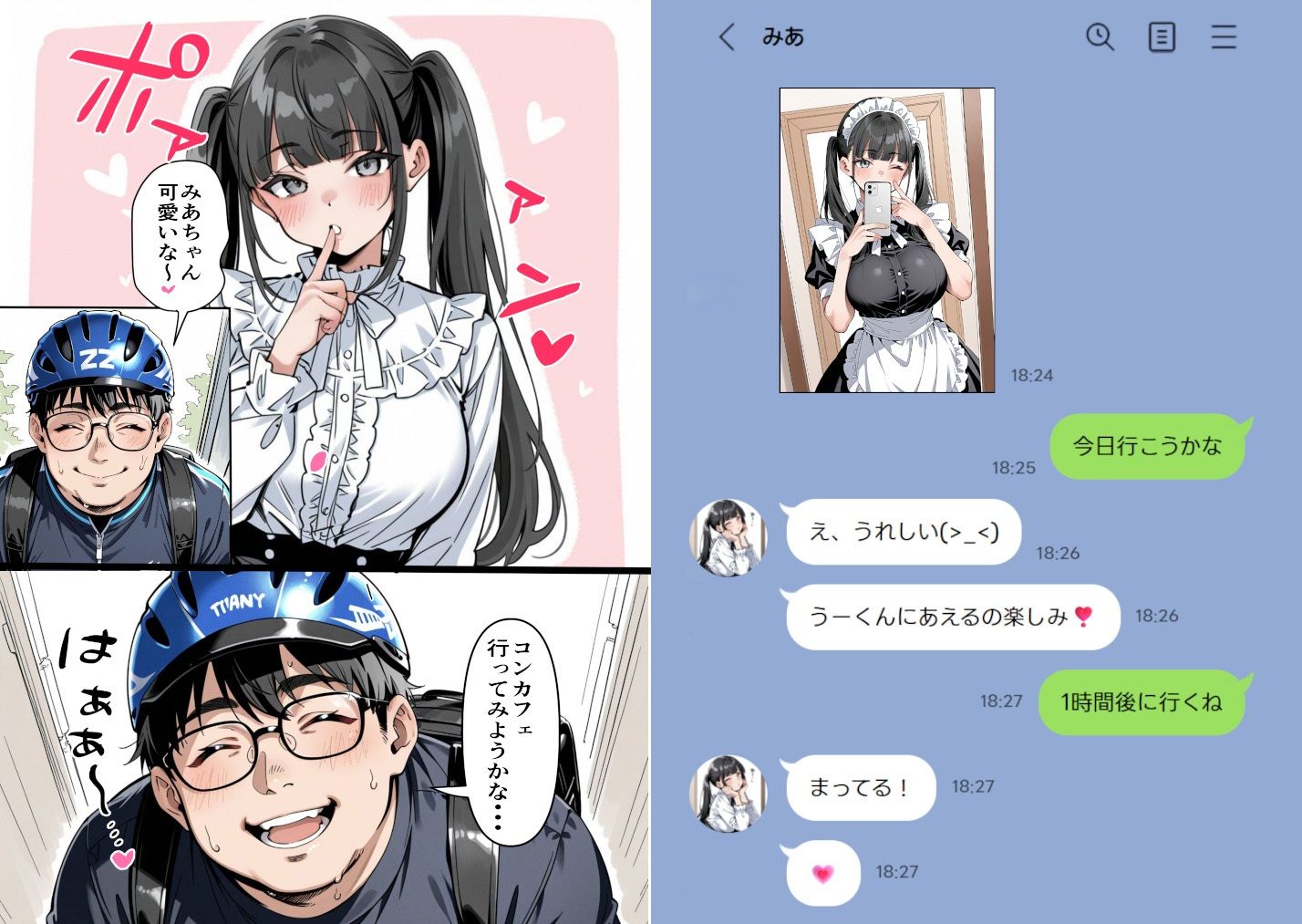 Ub●rの配達先で推しコンカフェ嬢が彼氏とヤってた話 - サンプル画像 2