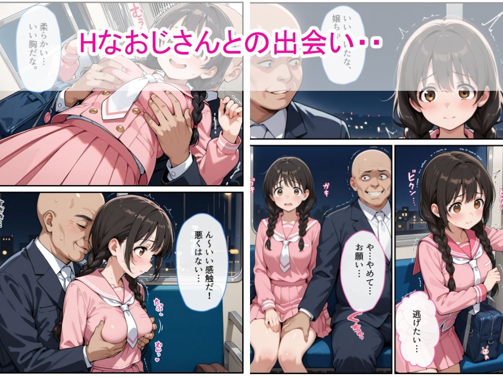 おさげ女子校生に電車中年男が縛り目隠しで中出しをした話 - サンプル画像 2