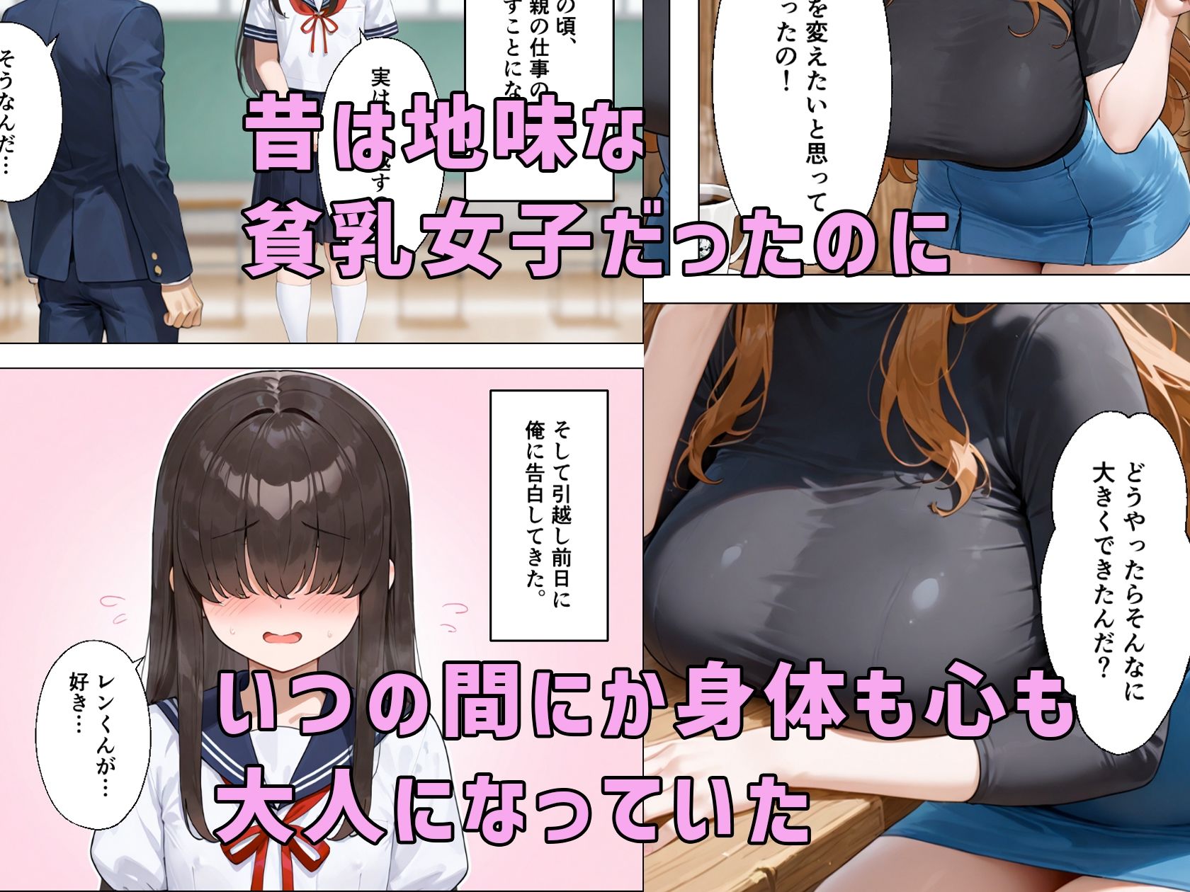 久しぶりに再開した幼馴染が貧乳地味子から派手爆乳に成長してた - サンプル画像 3