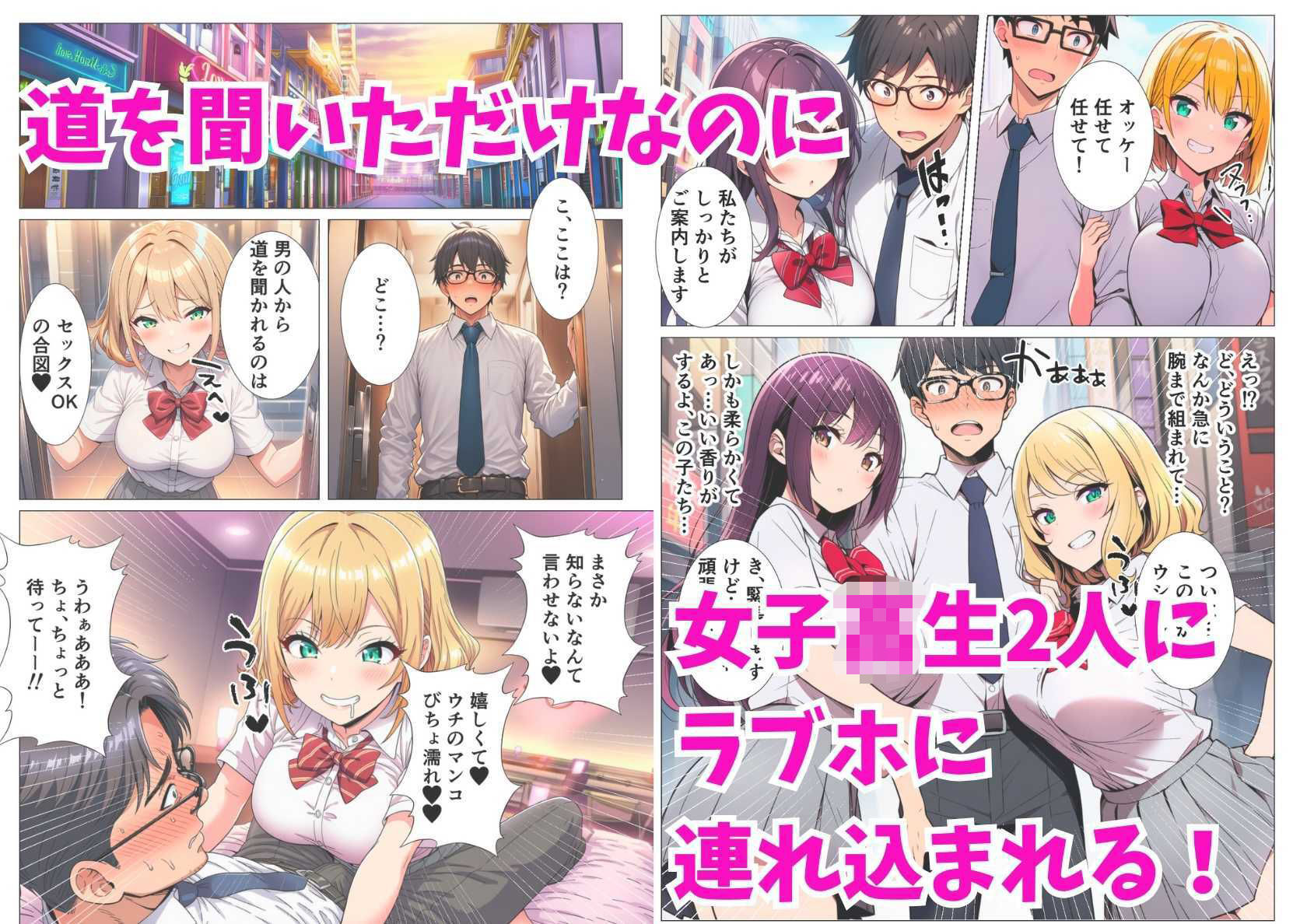 【貞操観念逆転】女子校生2人組に道を聞いたら秒でラブホに連れ込まれた話 - サンプル画像 2