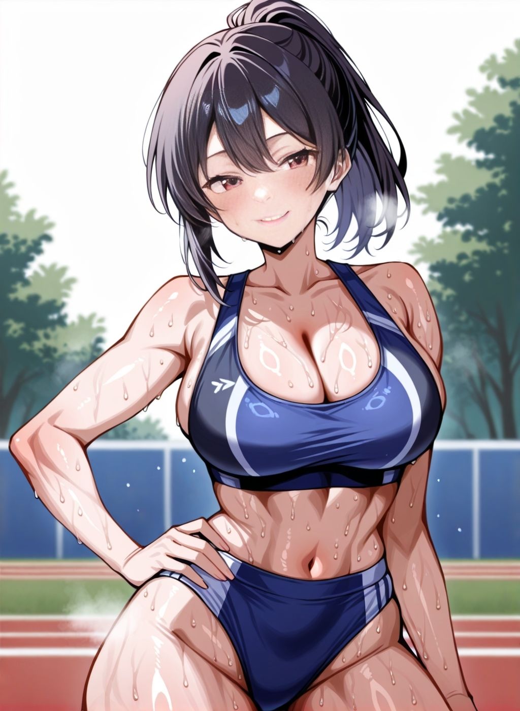 巨乳美女と運動  陸上競技編 - サンプル画像 1