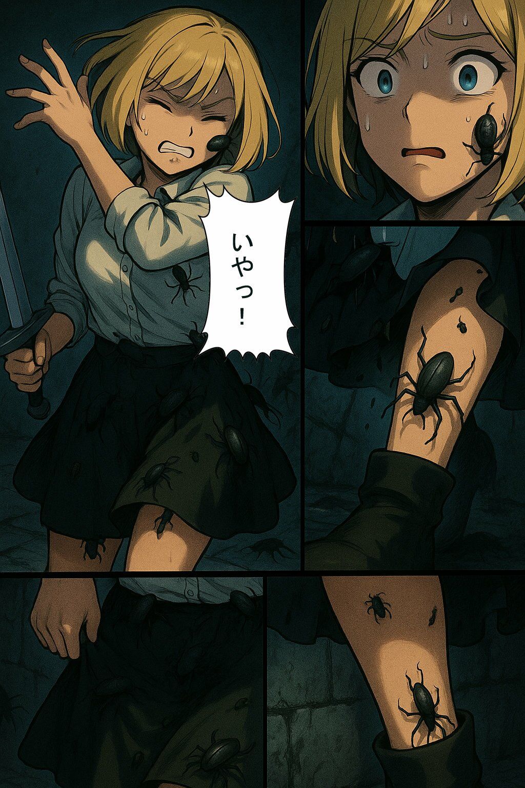 女冒険者の地下迷宮探索2（蟲姦、豚姦、オーク、ダークファンタジー） - サンプル画像 1