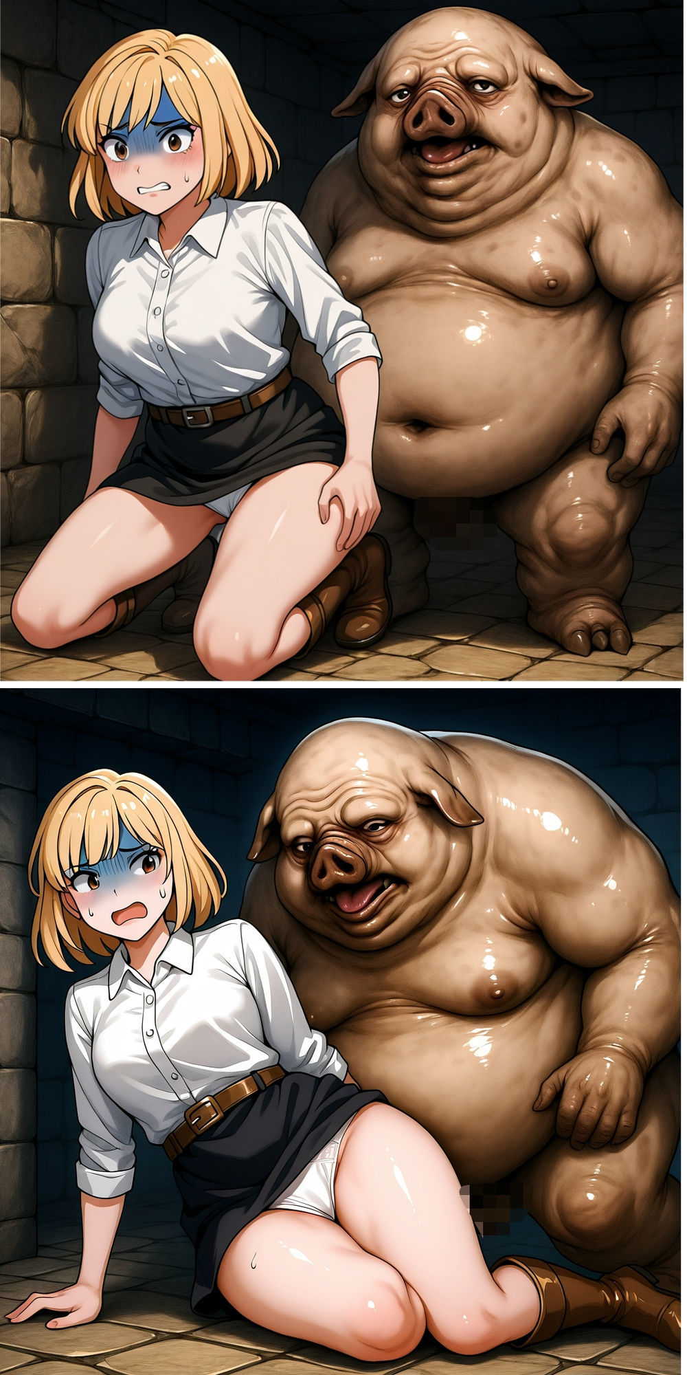 女冒険者の地下迷宮探索2（蟲姦、豚姦、オーク、ダークファンタジー） - サンプル画像 8