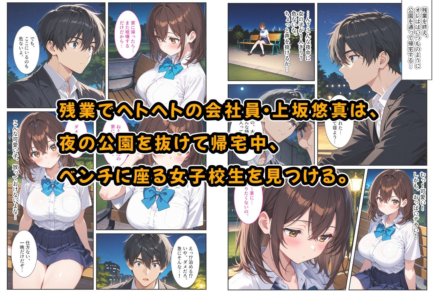 夜の公園で爆乳女子校生を拾ったら… - サンプル画像 1