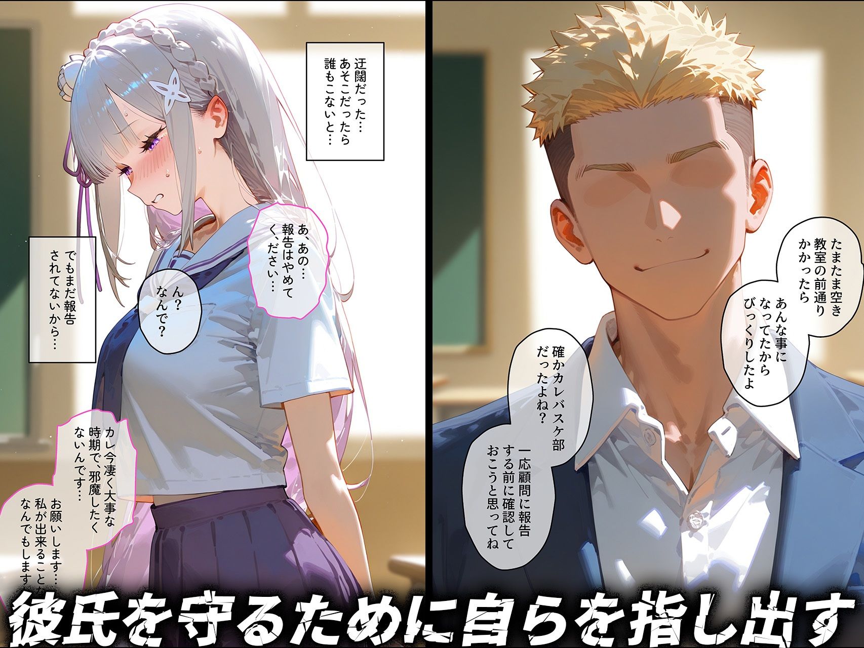 【エミ◯ア】俺の大好きな清楚彼女が寝取られ快楽堕ちする話 - サンプル画像 3