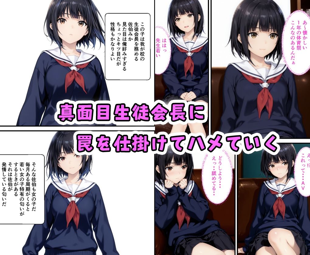 真面目な生徒会長がAVを観て発情していたので中出しした話 - サンプル画像 1