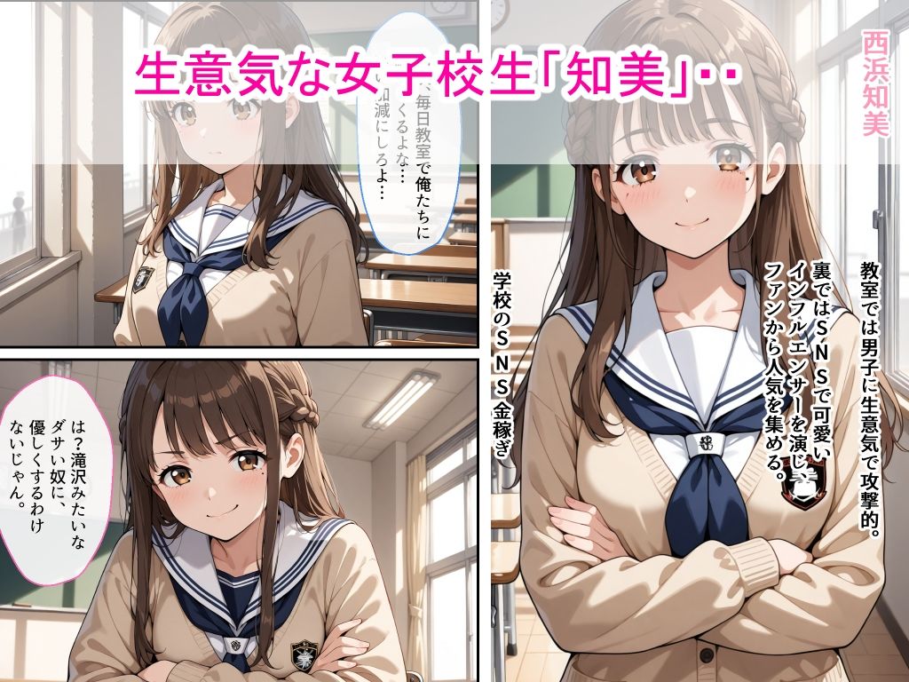 生意気女子校生がSNS配信の秘密を同級生に握られ教室で中出しされた話 - サンプル画像 1