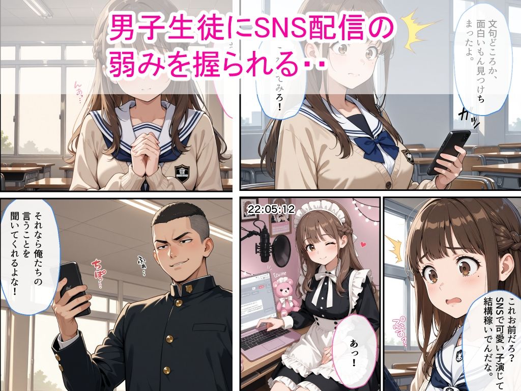生意気女子校生がSNS配信の秘密を同級生に握られ教室で中出しされた話 - サンプル画像 2