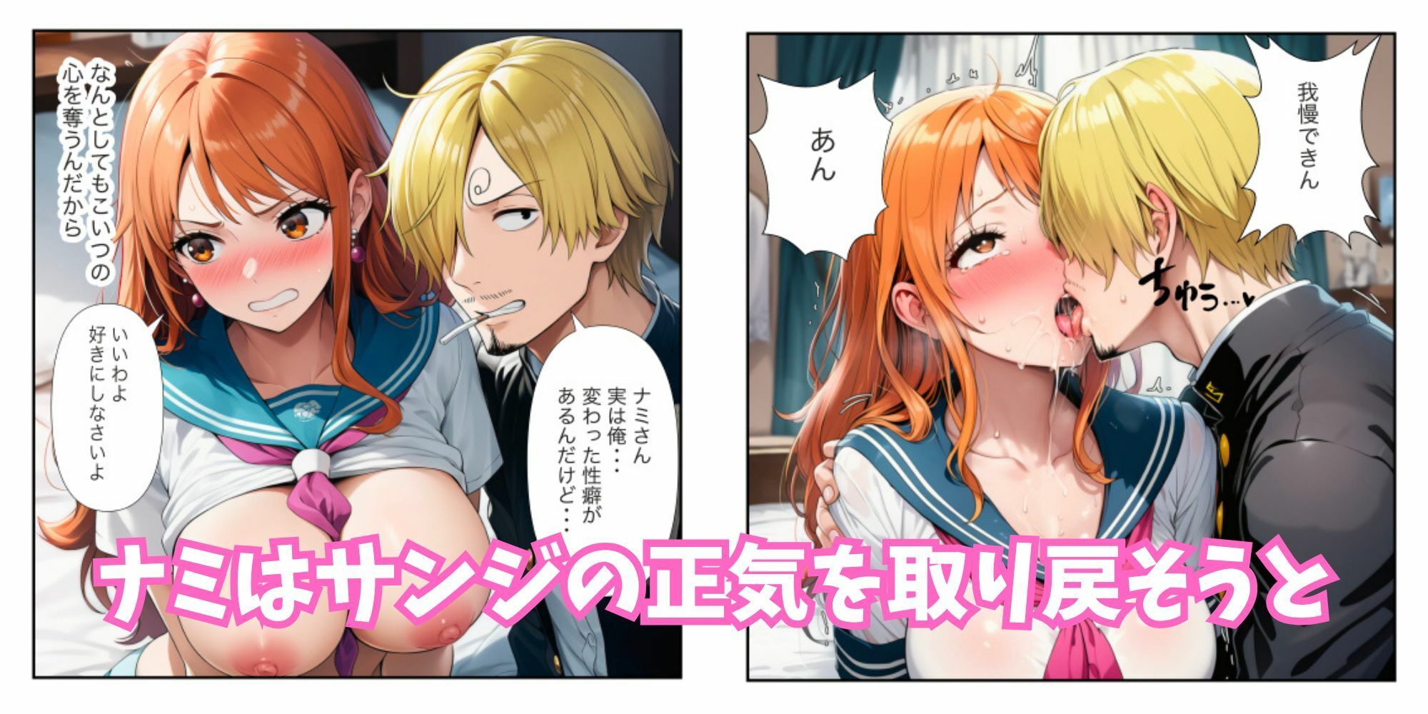 【ワンピ学園ハーレム】美女とサンジの制服えっち（ナミ・ボニー・ビビ） - サンプル画像 8