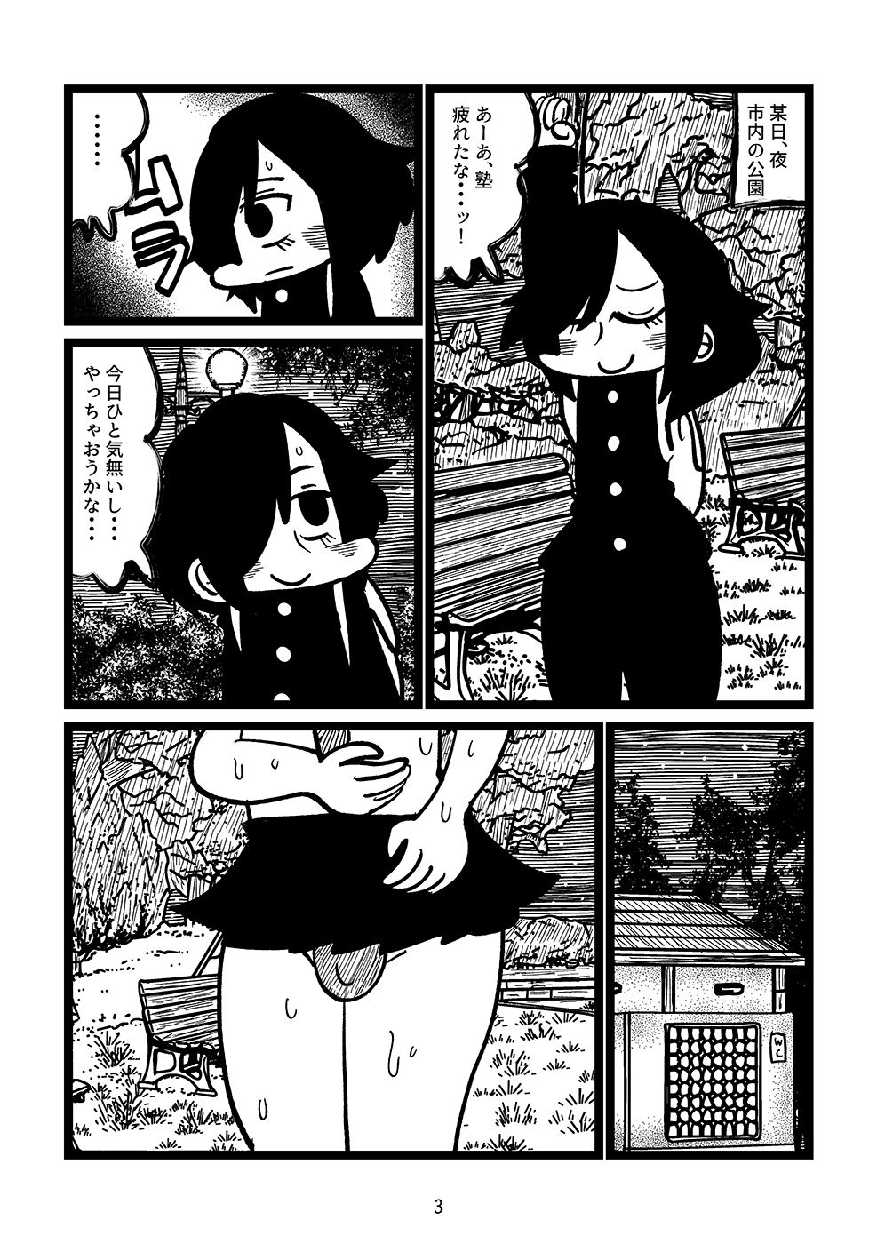 女装少年公園露出徘徊 - サンプル画像 1