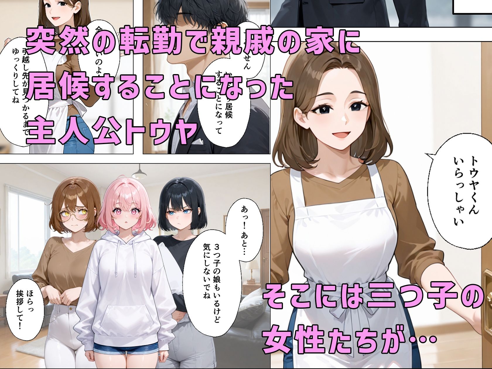 居候先の三つ子とえっちな関係になってしまう！？ - サンプル画像 1