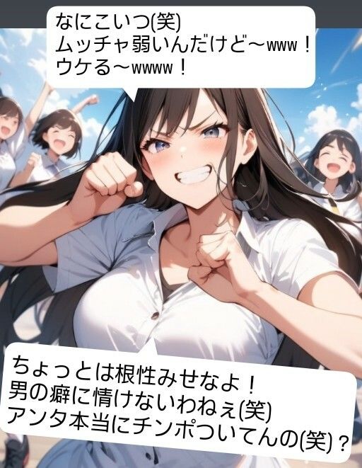 いじめっ娘倶楽部のSPH文庫 短小包茎くんイジメ 屋上編 第1話 ヤンキーデビューの軟弱男子が不良の先輩女子にシメられて短小包茎チンポを晒し者に - サンプル画像 3