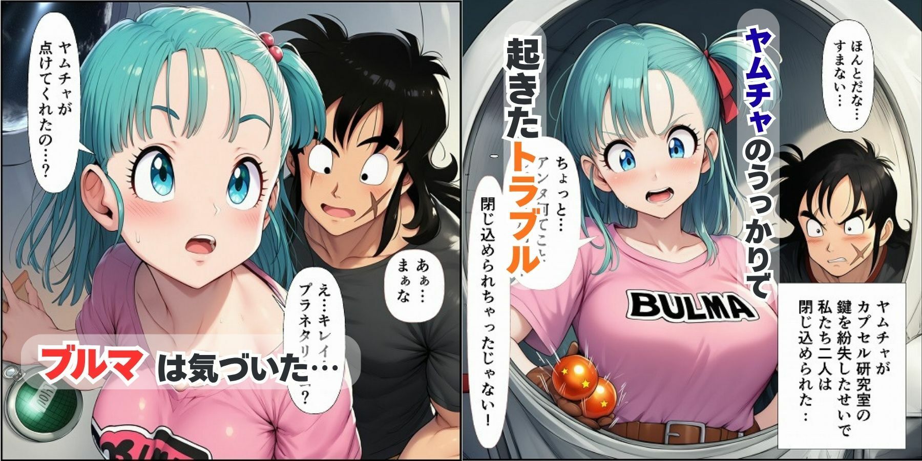 中出し孕ませビッチギャルな巨乳ブルマの性交相手はヤムチャとベジータ - サンプル画像 1