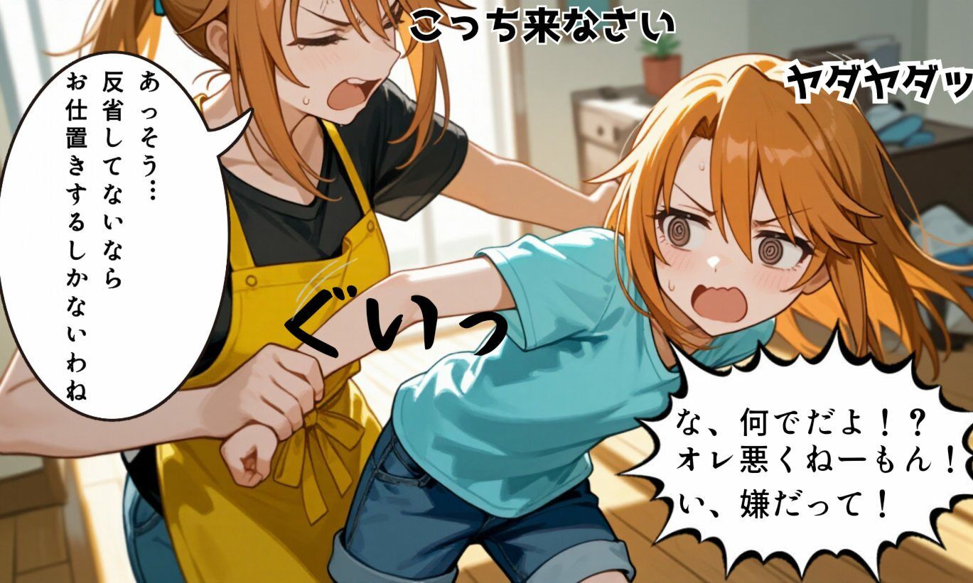 強がる晴にお尻叩きのお仕置き - サンプル画像 3