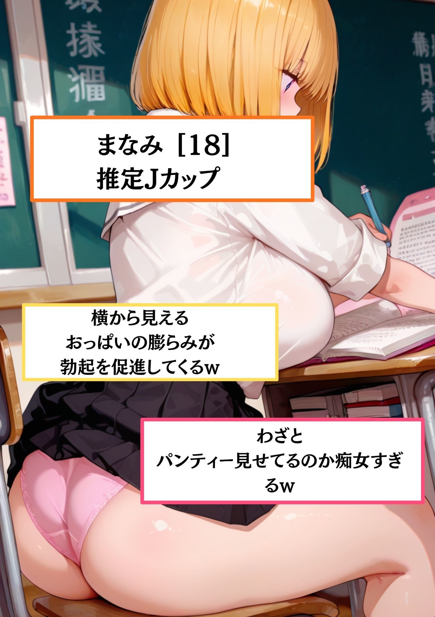 【速報】【JKが痴●被害に遭いました】巨乳のせいで痴●被害が多発！？ まなみ［18歳］Jカップ JKに男が精子をぶっかけ続けています。 - サンプル画像 1