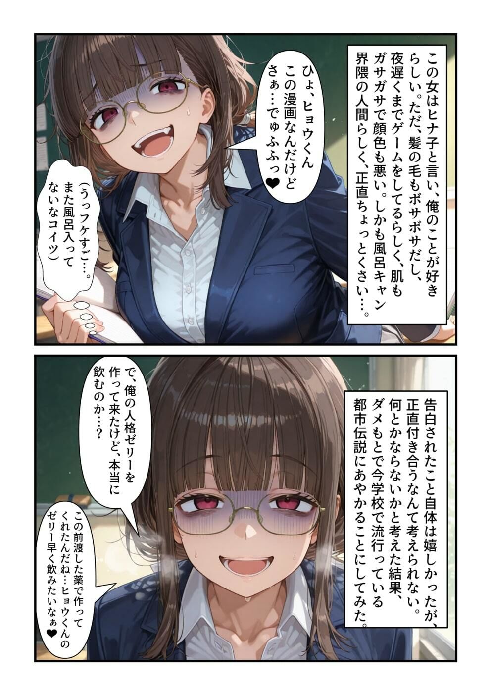 【乗っ取り】告白してきた女に合意で自分の人格ゼリーを飲ませてみた - サンプル画像 1