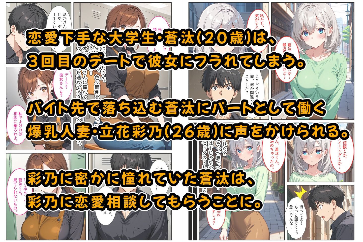 バイト先の爆乳人妻に恋愛相談したらセックスさせてくれました！ - サンプル画像 1