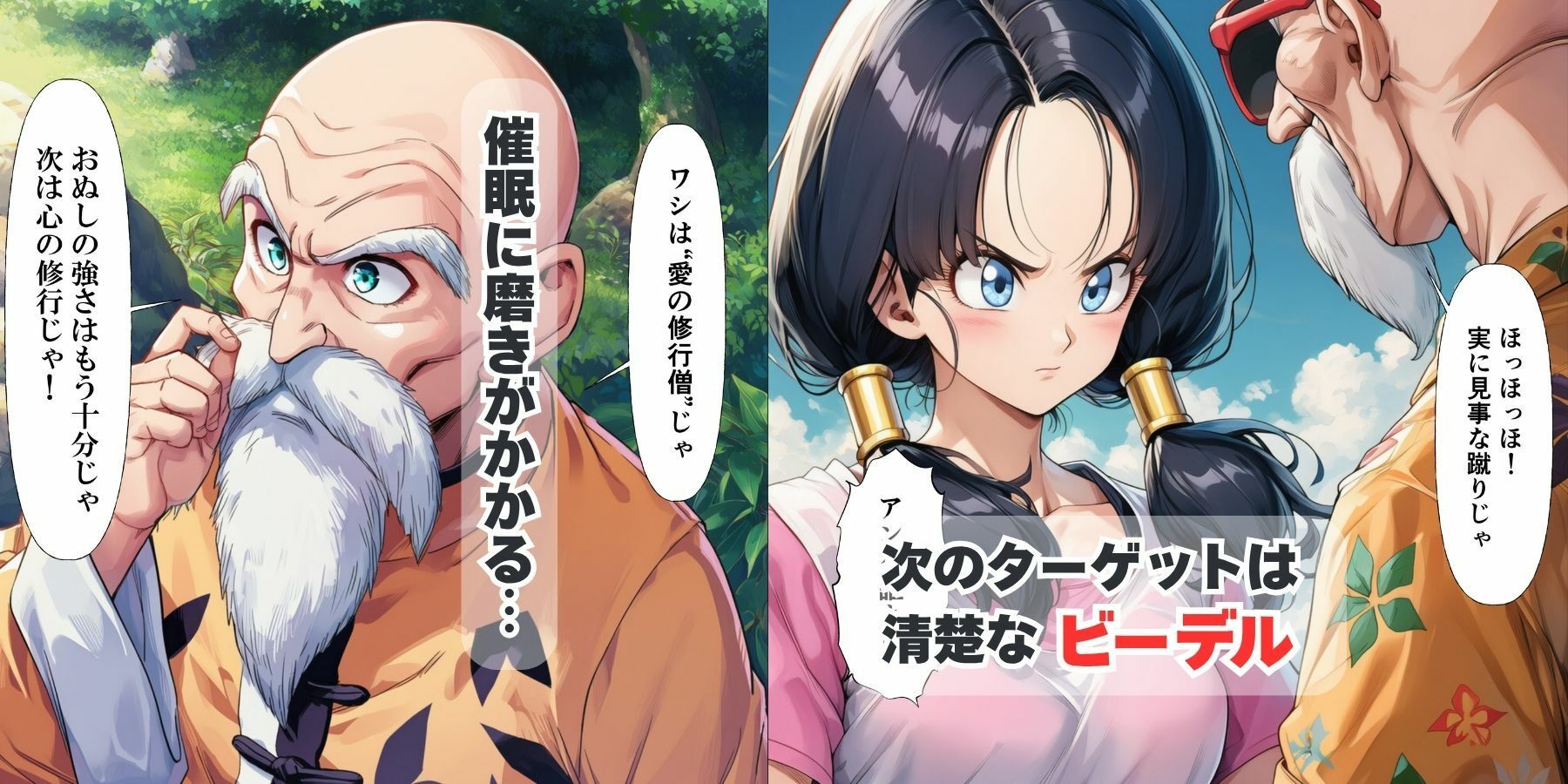 催●エロ亀仙人が痴女ブルマと巨乳ビーデルとランチ（アヘ顔）にイチャラブ中出しえっち - サンプル画像 6