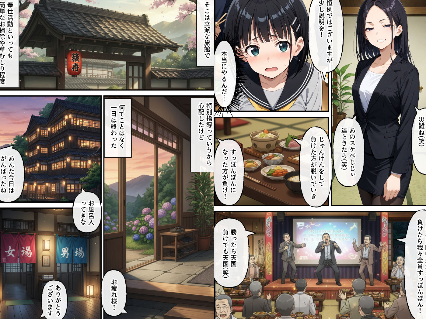 ヤリチン教師の餌食になる発情期ヒロインズ4〜下衆おじ達の宴会に同行させられる〇葉〜 - サンプル画像 2