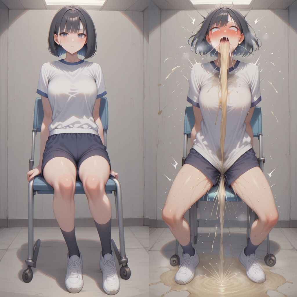 （ゲロ注意）体育授業で媚薬オーバードーズ ビフォーアフター 嘔吐ver - サンプル画像 5