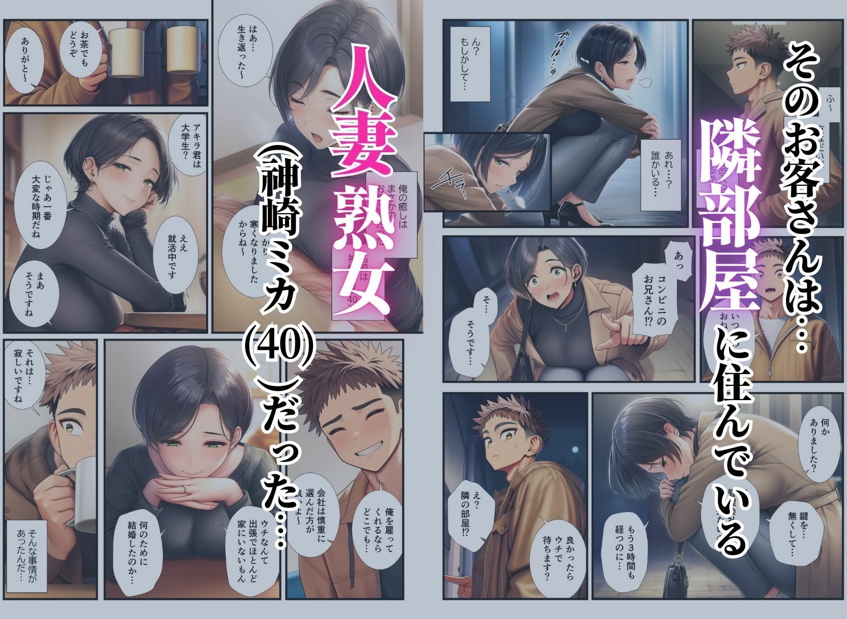 バ先の美人客は隣部屋の人妻熟女〜夫の出張中に朝まで種付けセックスしちゃった話〜 - サンプル画像 2