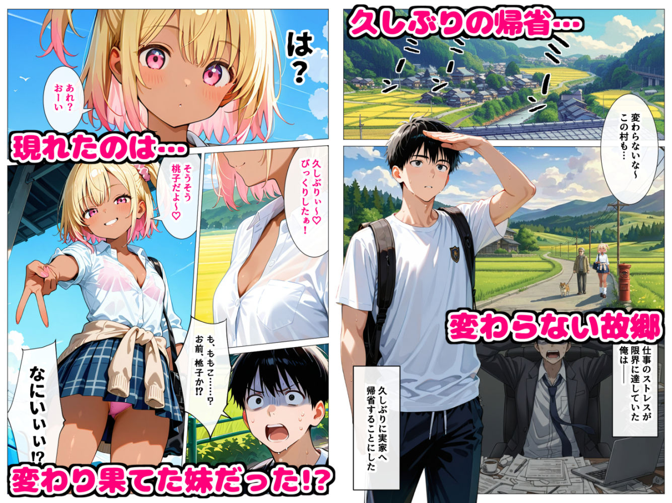 久々に帰省したら清楚だった妹が淫乱ギャル化してて…禁断の兄妹中出しセックスで絶頂する話 - サンプル画像 1