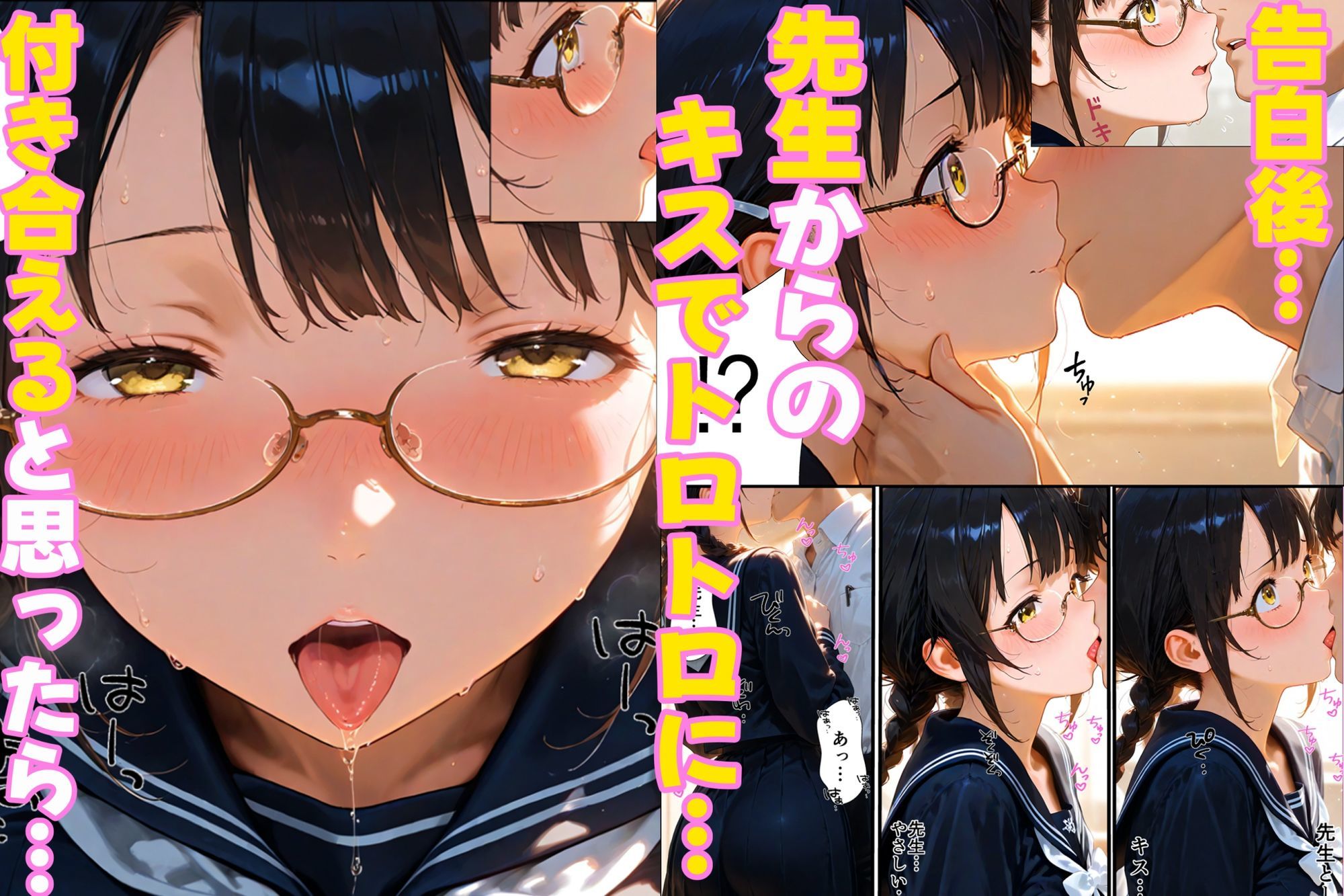 清楚な巨乳図書委員が大好きな先生に無理やりセックスさせられる話 - サンプル画像 2