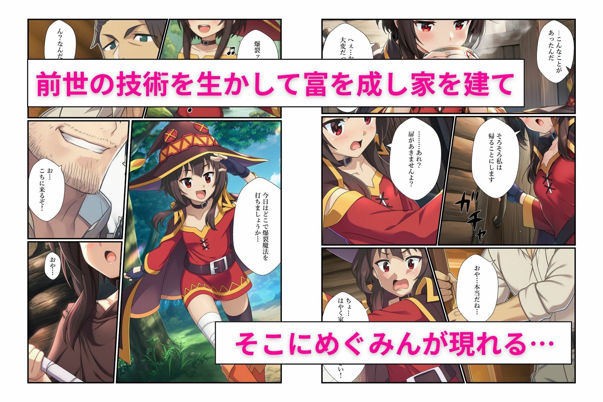 『セックスしないと出られない部屋』でヒロイン3人が快楽堕ちしてハーレム化【このすば編】 - サンプル画像 2