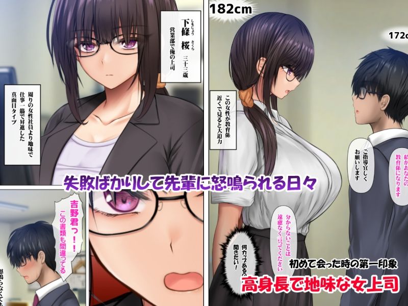 職場のデカい喪女上司と陰キャ部下はオタクセックスにハマっちゃう - サンプル画像 1