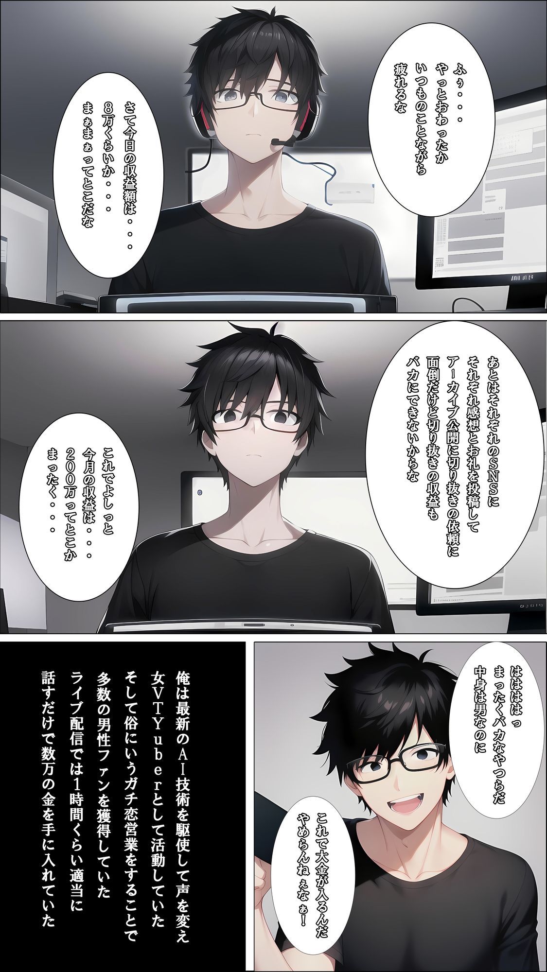 女VTuber（男）の俺が身バレして雌奴●に堕とされるなんて - サンプル画像 3