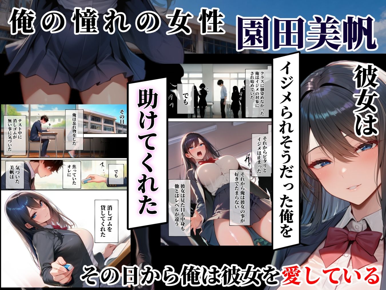 同じクラスの巨乳黒髪女神の心に空いた穴をオレの穢れた巨根でアナウメする話 - サンプル画像 1