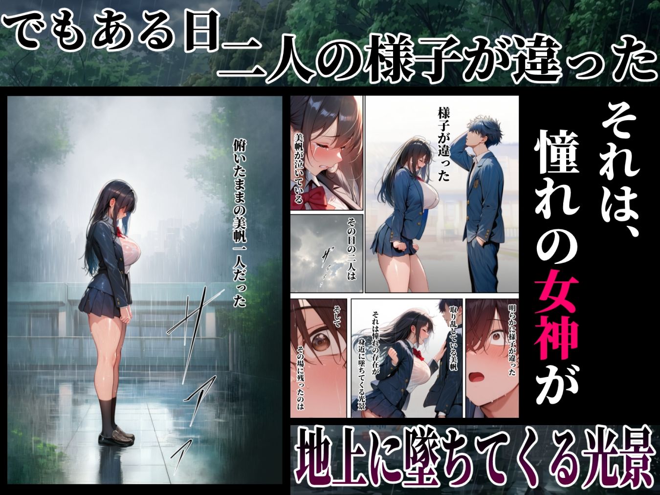 同じクラスの巨乳黒髪女神の心に空いた穴をオレの穢れた巨根でアナウメする話 - サンプル画像 3