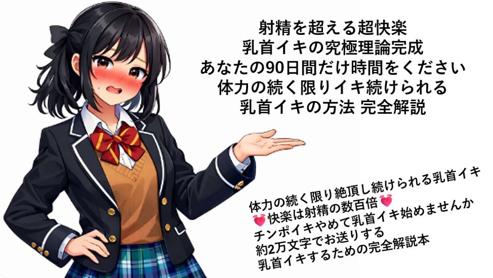 射精を超える超快楽 乳首イキ究極理論完成 あなたの90日間だけ時間をください 体力の続く限りイキ続けられる 乳首イキの方法 完全解説  何回だって体力の続く限り絶頂し続けられる乳首イキ 快楽は射精の数百倍 チンポイキやめて乳首イキ始めませんか 約2万文字でお送りする乳首イキするための完全解説本 - サンプル画像 1