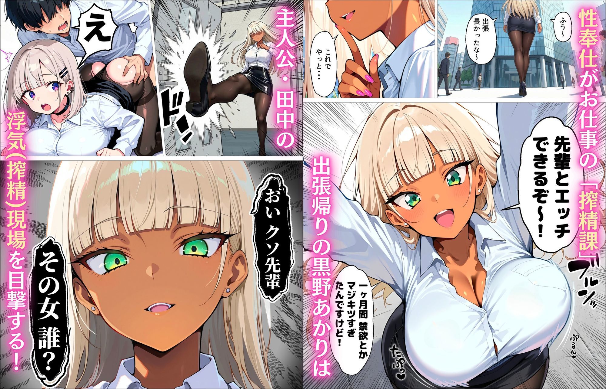 新卒の黒ギャルとダウナーギャルが「2人で」搾精してくれる話 - サンプル画像 1