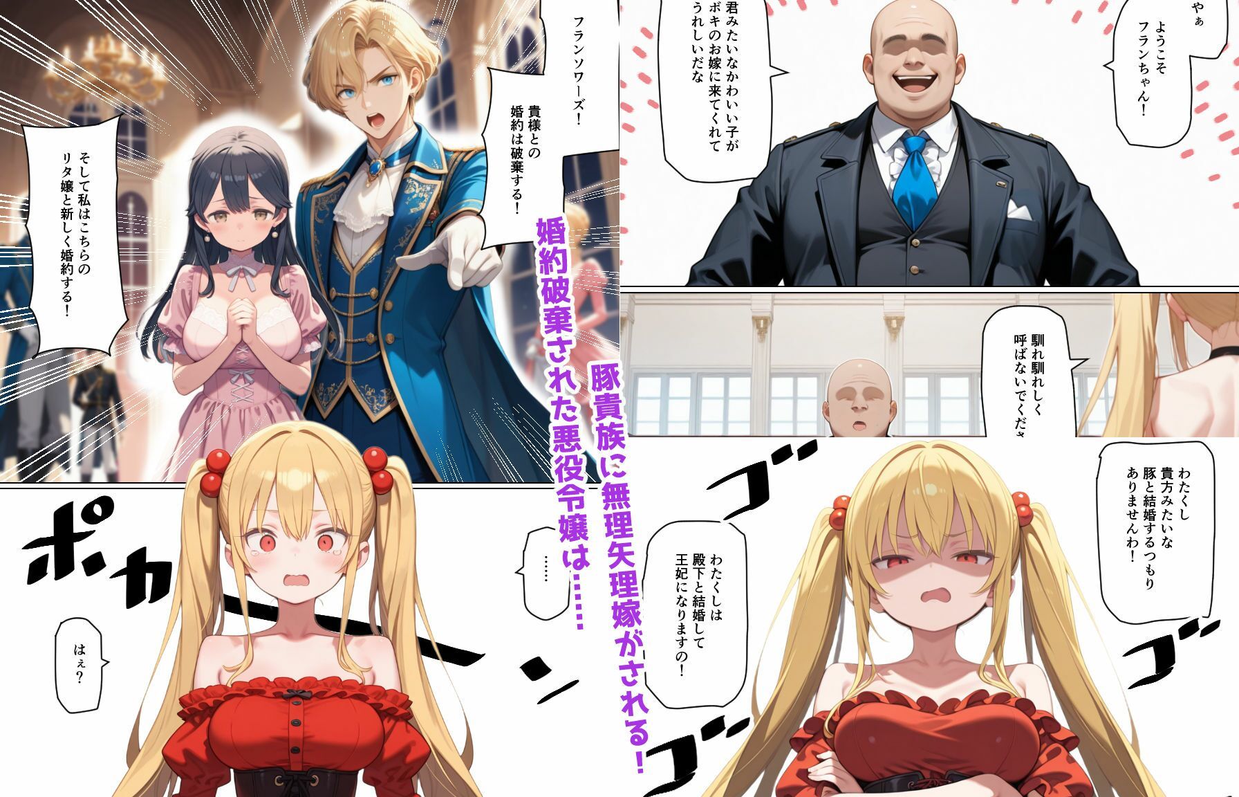 婚約破棄された悪役令嬢が豚貴族に嫁がされて来たので堕とす。あとヒロインも愛人する。 - サンプル画像 1