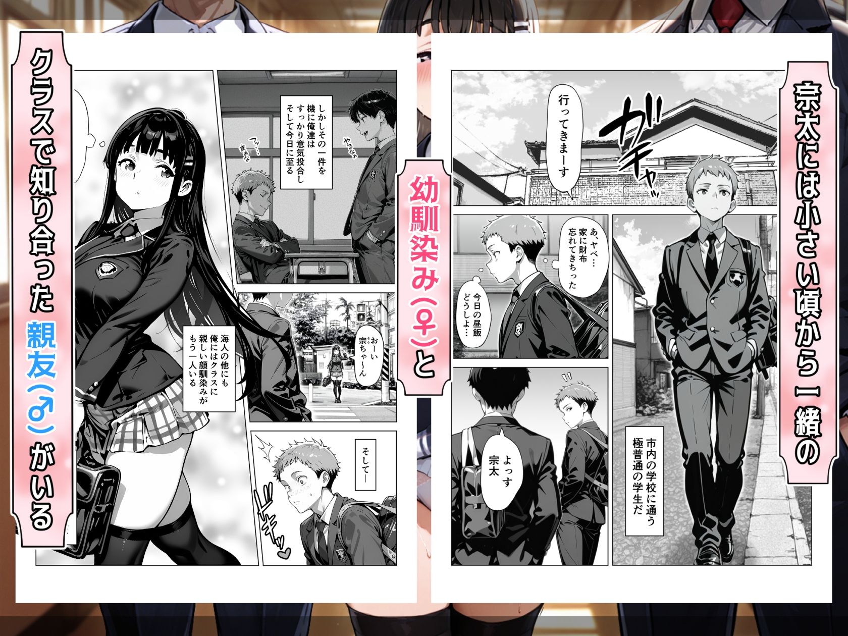 俺の幼馴染み（♀）と親友（♂）の距離感が、何かおかしい…。 - サンプル画像 1