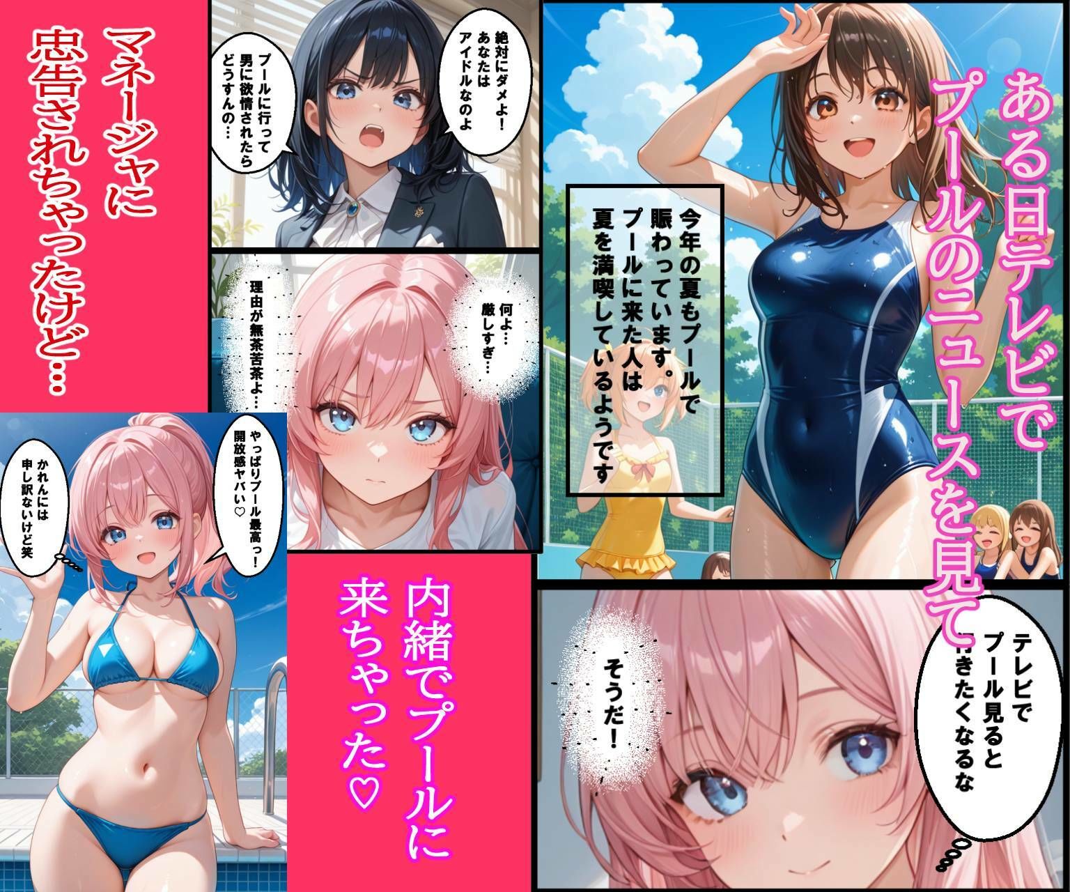 全裸アイドル  プールに遊びに行ったら全裸になちゃった - サンプル画像 2