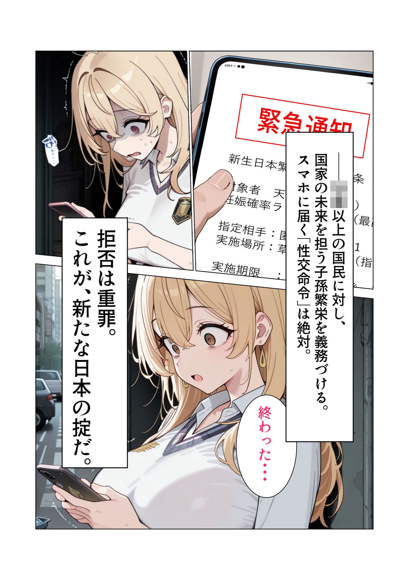 【AIイラスト・漫画集】スマホに届いた性交命令〜ゴミジジイ兄弟の種で子宮パンパン - サンプル画像 2