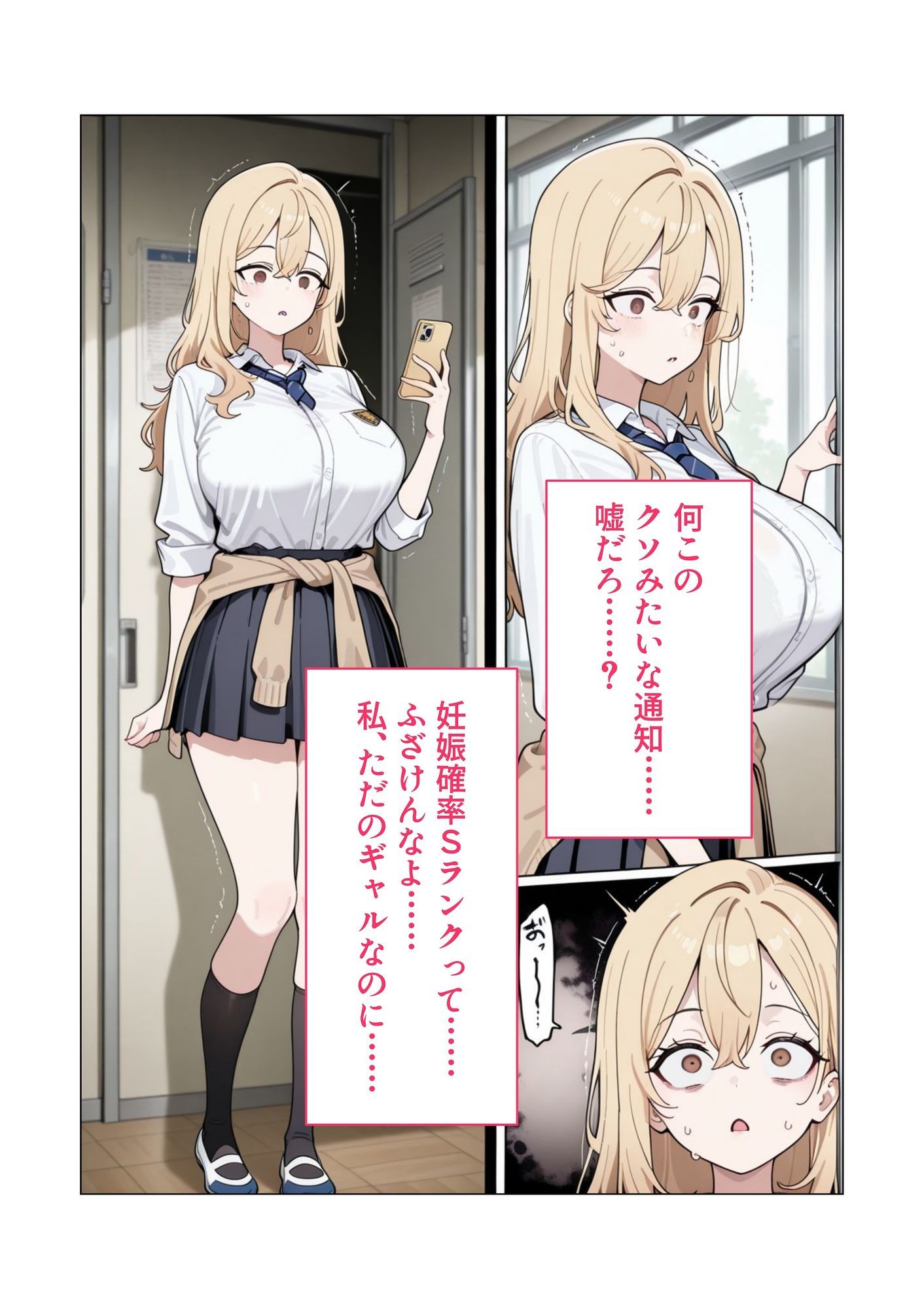 【AIイラスト・漫画集】スマホに届いた性交命令〜ゴミジジイ兄弟の種で子宮パンパン - サンプル画像 4