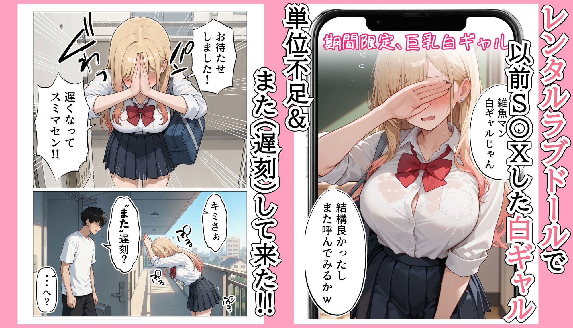 【続編:白ギャルJK2】ラブドール頼んだら、白ギャルJKが来た - サンプル画像 1