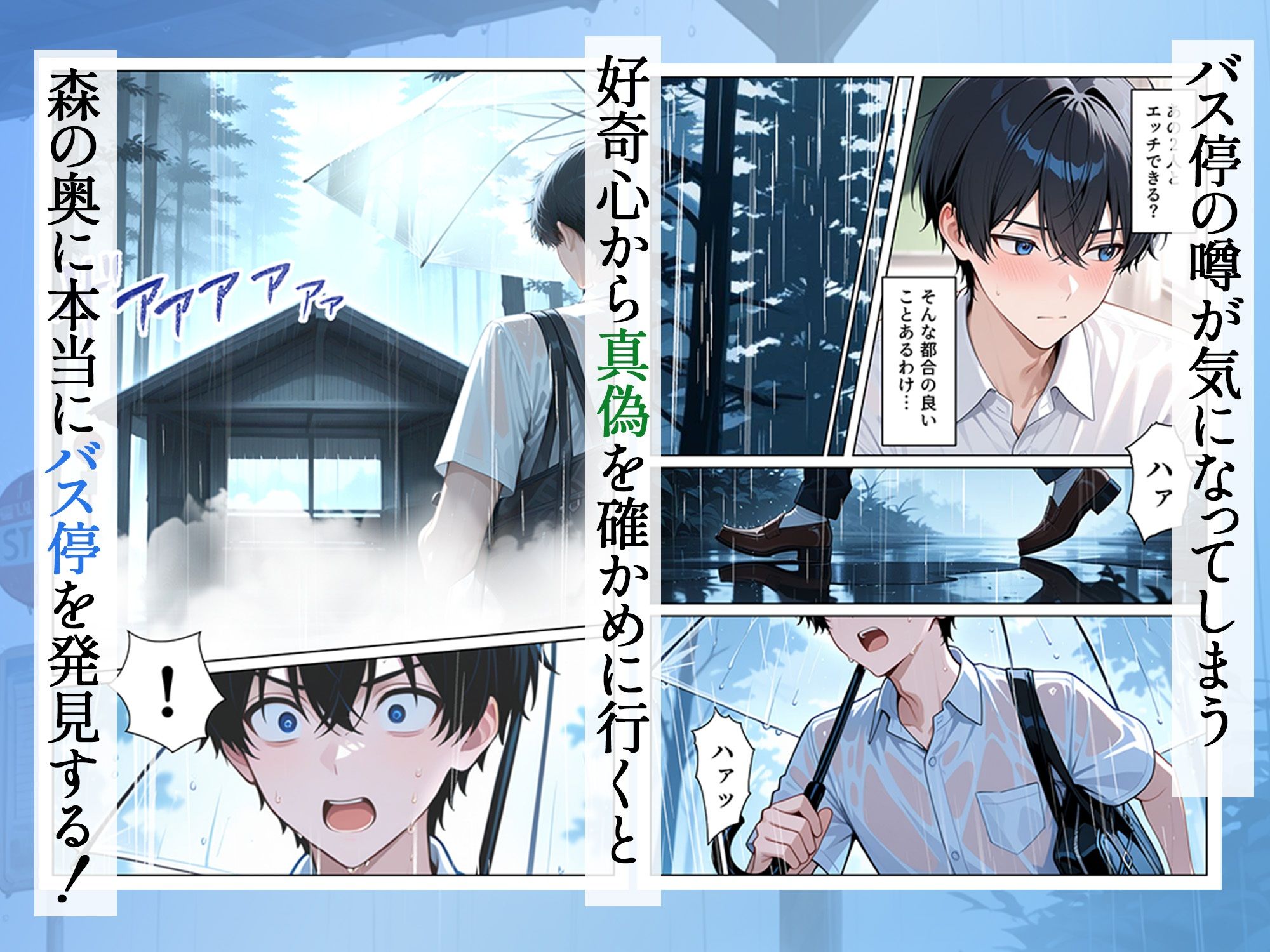 雨宿りのバス停で学園美女と濡れ透けSEXした話 - サンプル画像 3