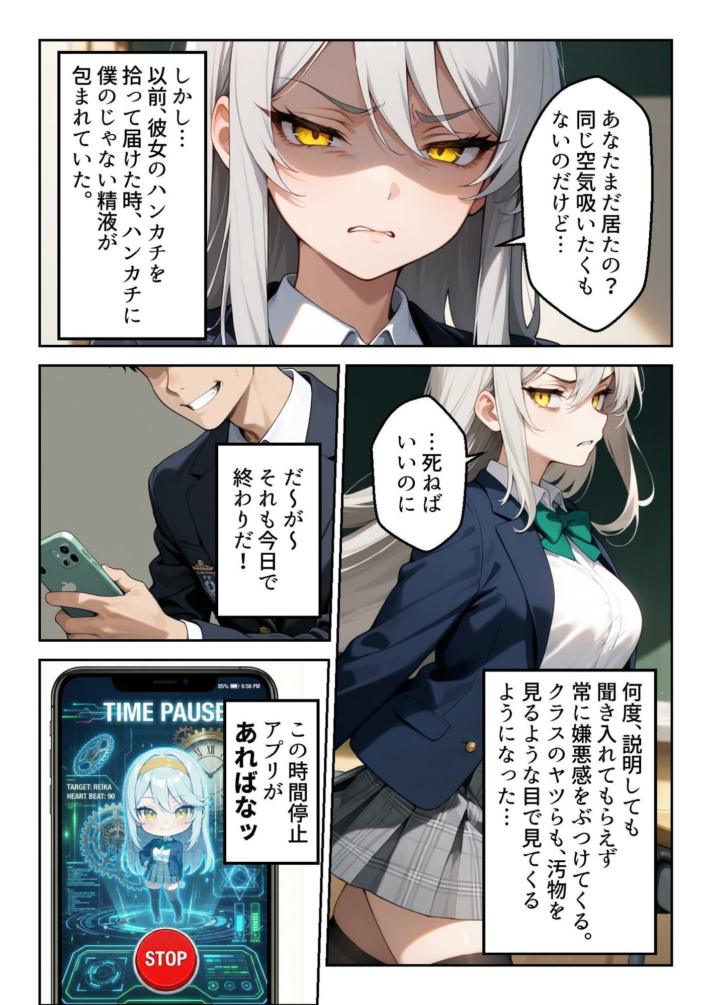 時間停止「汚物を見る目」で俺を蔑んだ生徒会長を10分間限定で性処理オナホに。 - サンプル画像 2