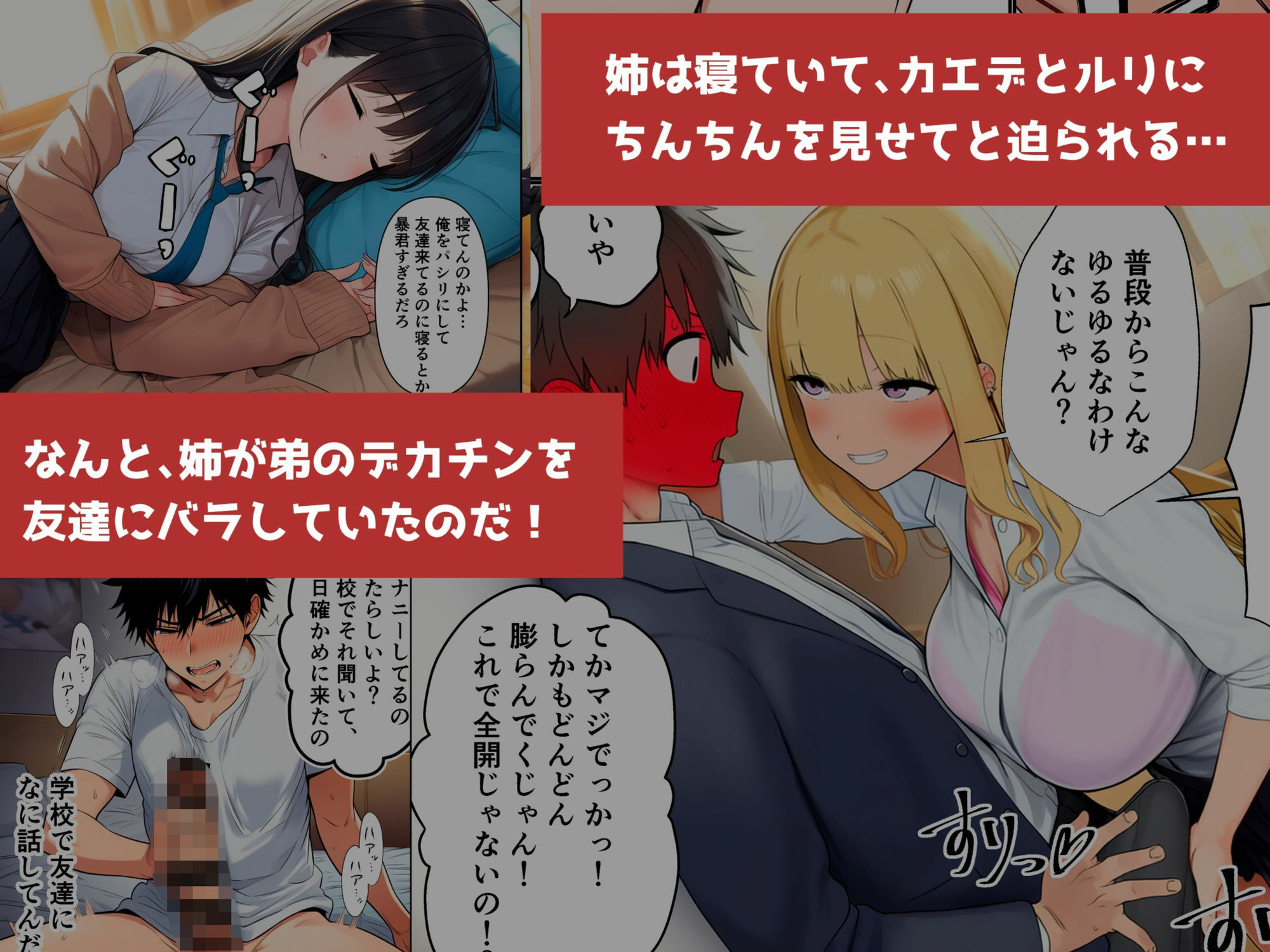 姉の友達にデカチンがバレてオモチャにされた - サンプル画像 2