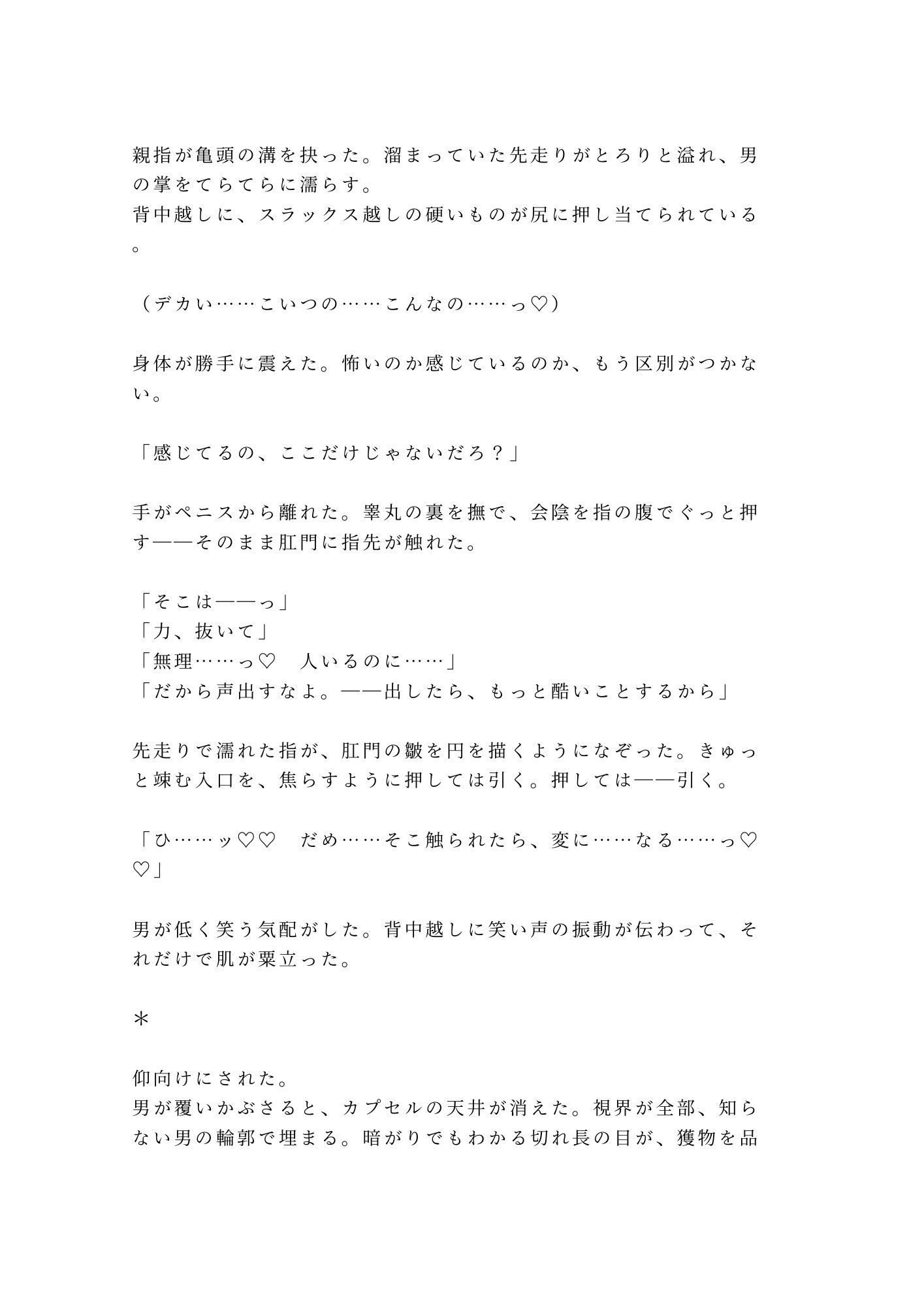 「静かにしないと聞こえるぞ？」終電逃したカプセルホテルで隣の外資コンサルに声を殺しながら朝まで4回種付けされた金曜深夜 - サンプル画像 5