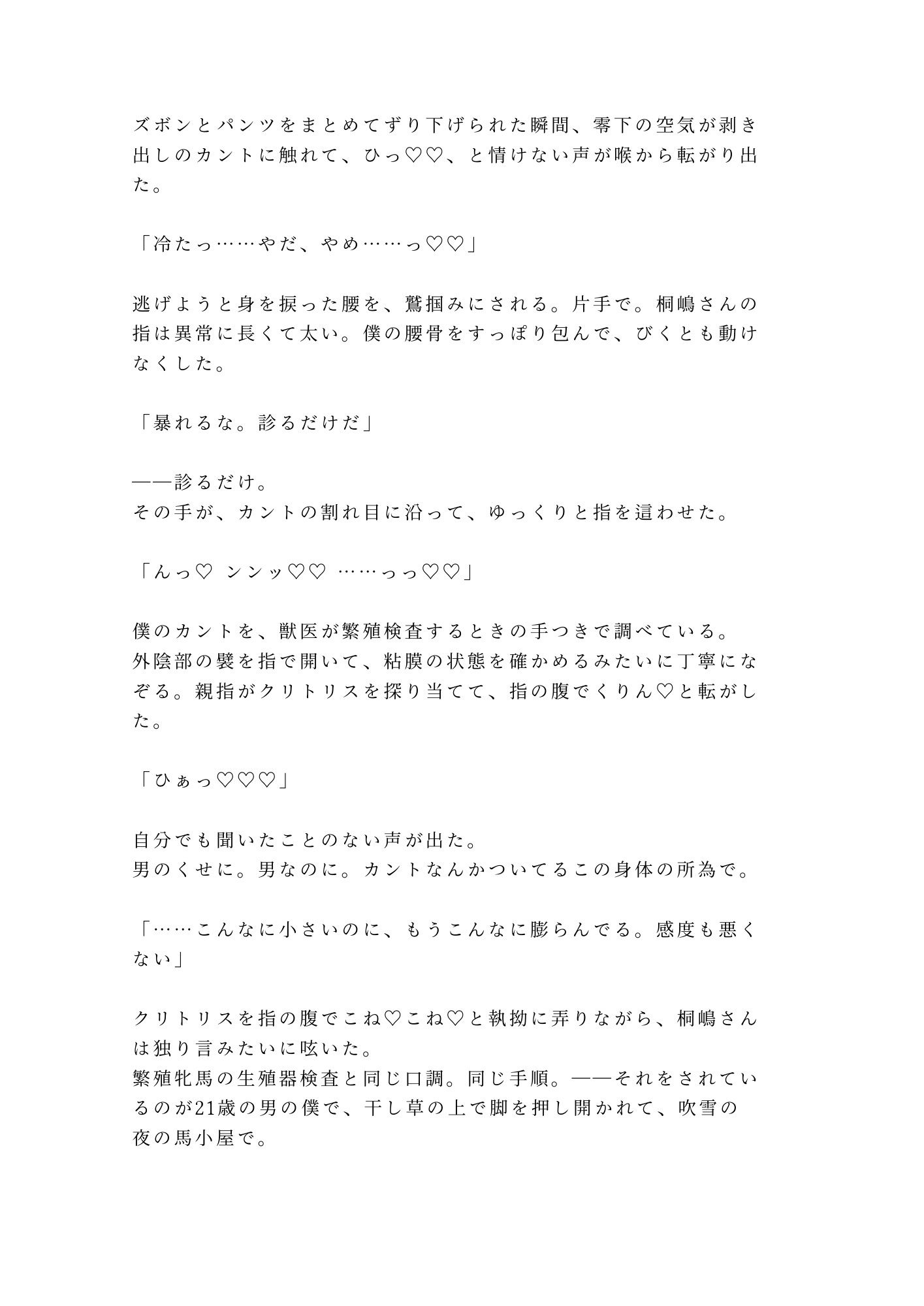 「馬より先に、お前の世話をしてやる」吹雪の北海道牧場で元獣医に干し草の上で朝まで6回種付けされたカントボーイ大学生 - サンプル画像 3