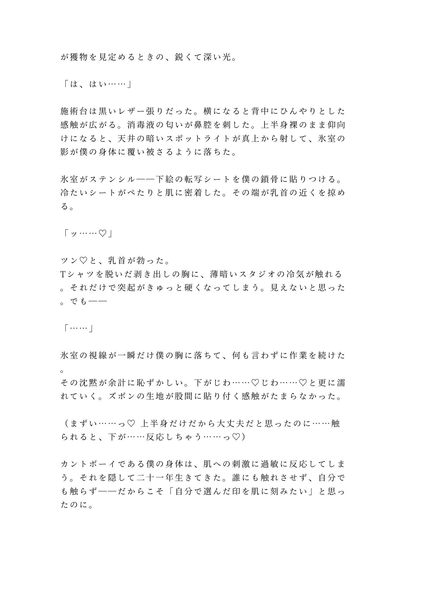 タトゥースタジオで彫り師に肌の秘密を暴かれて消えない印を刻まれるカントボーイ - サンプル画像 3